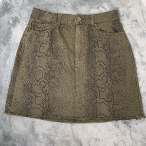 Hollister Olive Ultra High Rise Denim Snake Pattern Skirt 7 Y2K Preppy